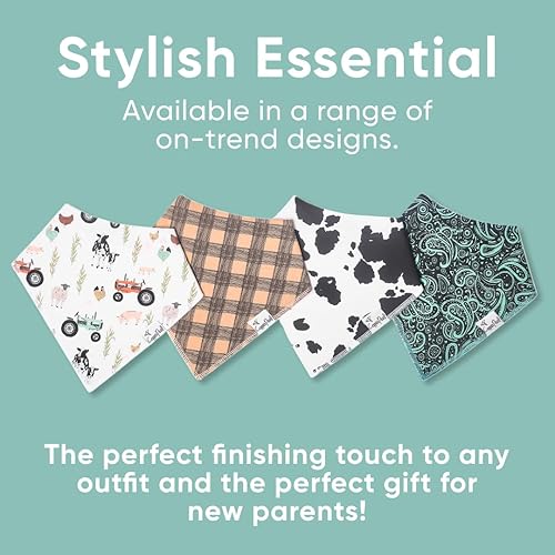 Miniatura 316 de Copper Pearl Paquete de 4 baberos de algodón suave para babeo y dentición, baberos absorbentes para bebés niñas y niños, ajustables para adaptarse a