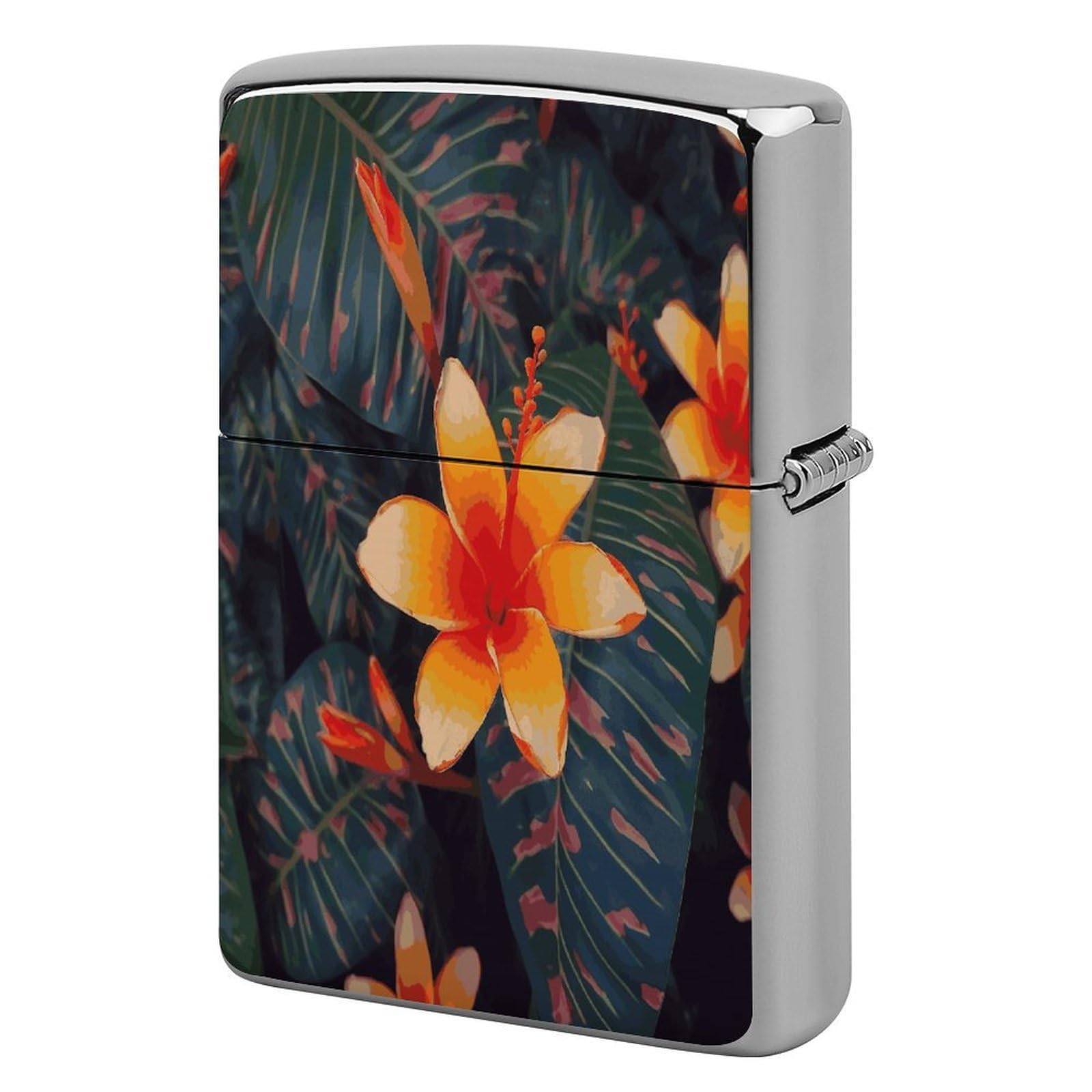 Btcowzrv Style Hawaii Tropical Flower Metal Lighter Case Sleeve Cover Holder
