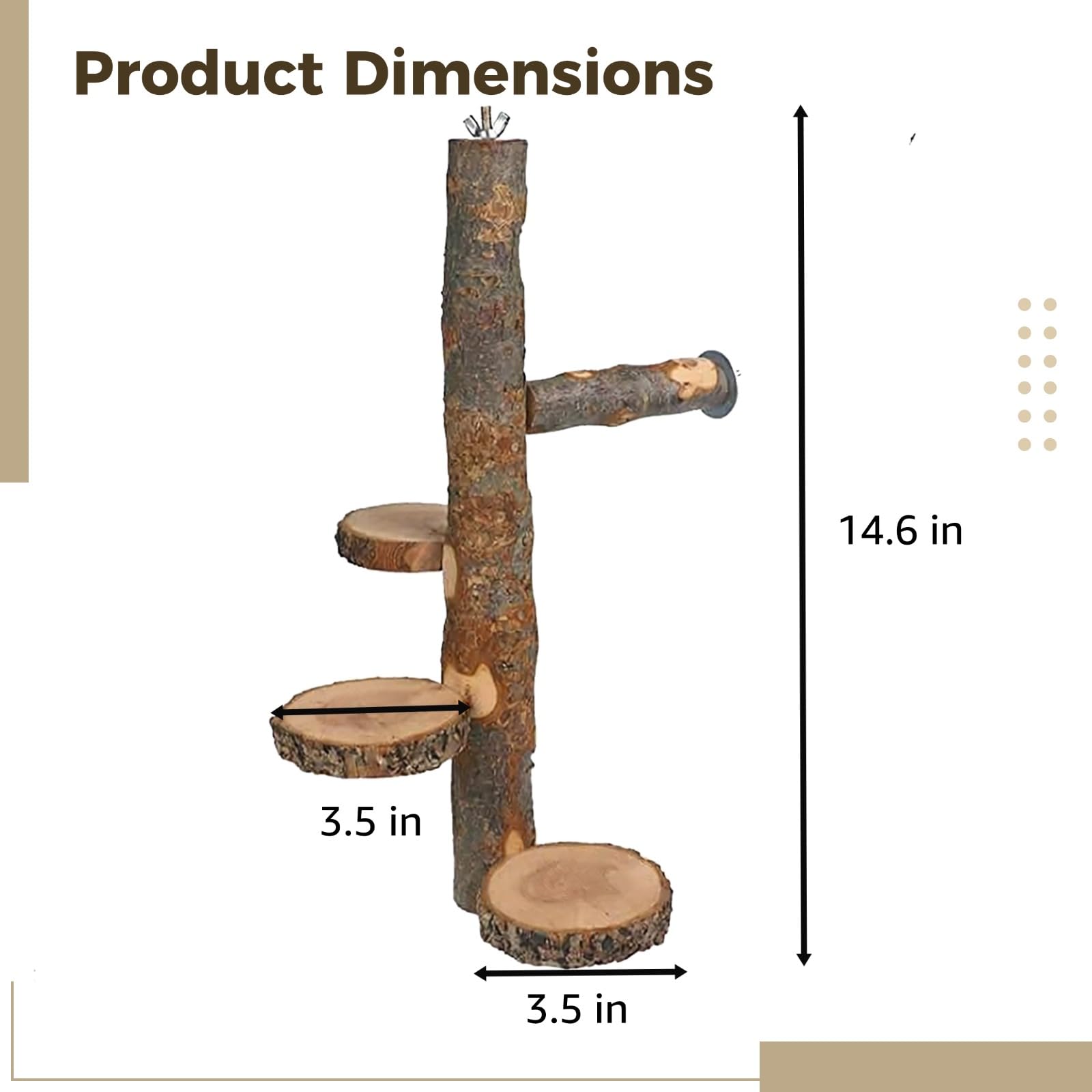 Générique Perchoir pour oiseaux, bois naturel 14,6 pouces, 3 plateformes circulaires et barre de maintien, jouet à mordiller, support pour cage, plateforme pour chinchilla