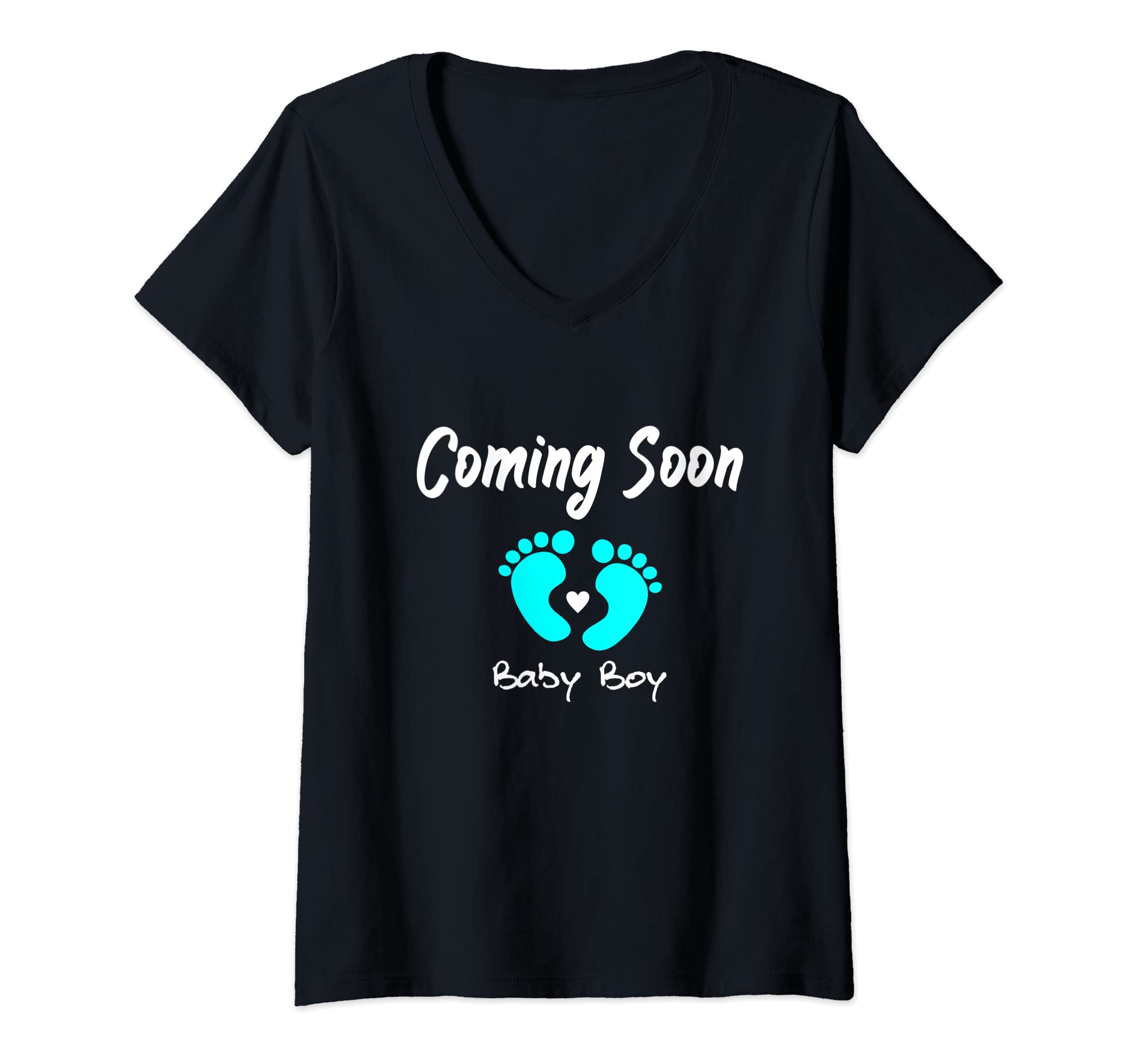 Womens Baby Boy is Coming Soon Cute Mom to Be V-Neck T-Shirt