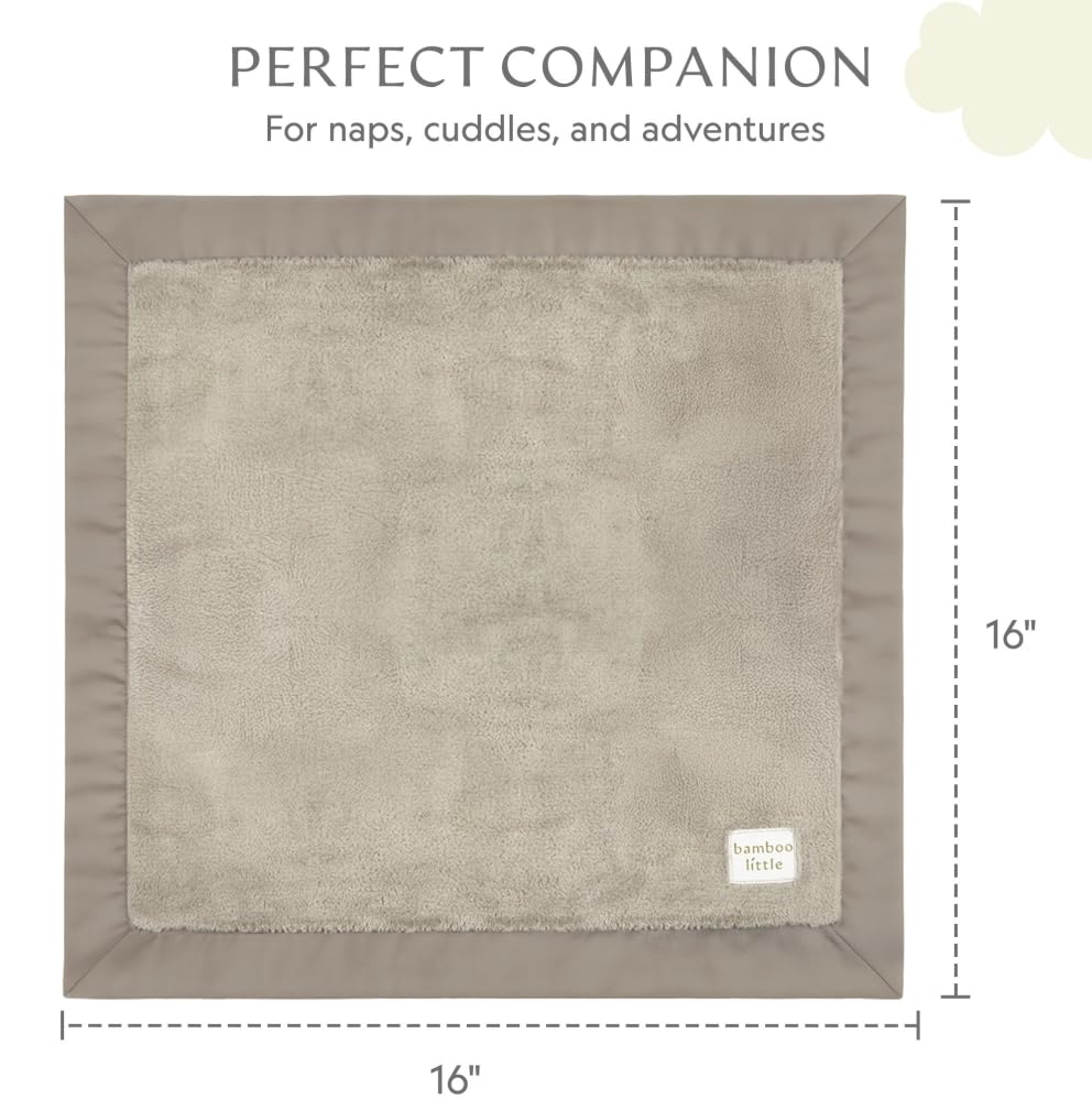 Image of Ultra-Soft Lovey Security Blanket Plush, Satin Trim 16x16 Cream