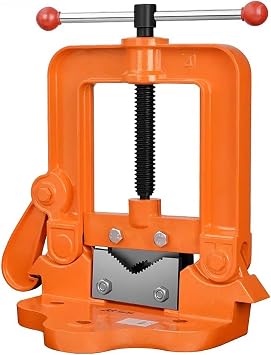 Heavy Duty Pipe Vise, 3 Sizes Adjustable Pipe Clamp, Pipe Vise Wrench, Anti - Slip Handle and Thickened Threaded Rod, for Cutting and Fixing Pipes 10 to 145mmA2