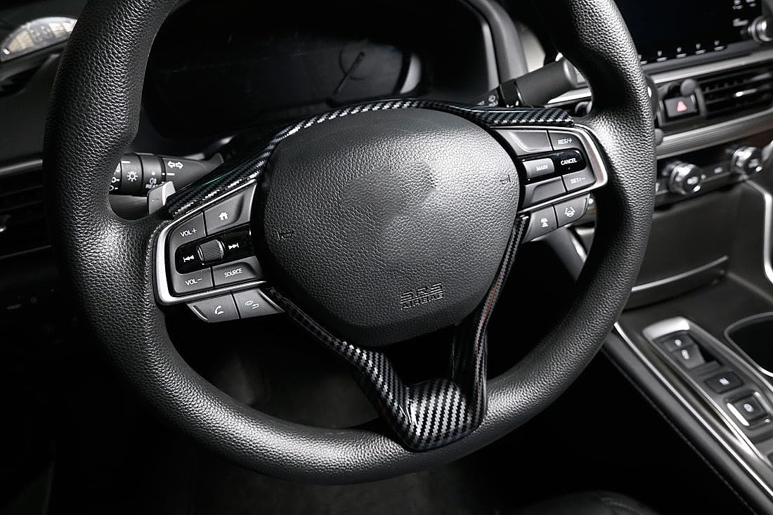 Carbon Fiber Interior Trim for Honda Accord 2018 2019 2020 2021 Steering Wheel Sticker Cover Frame Decoration Black Style