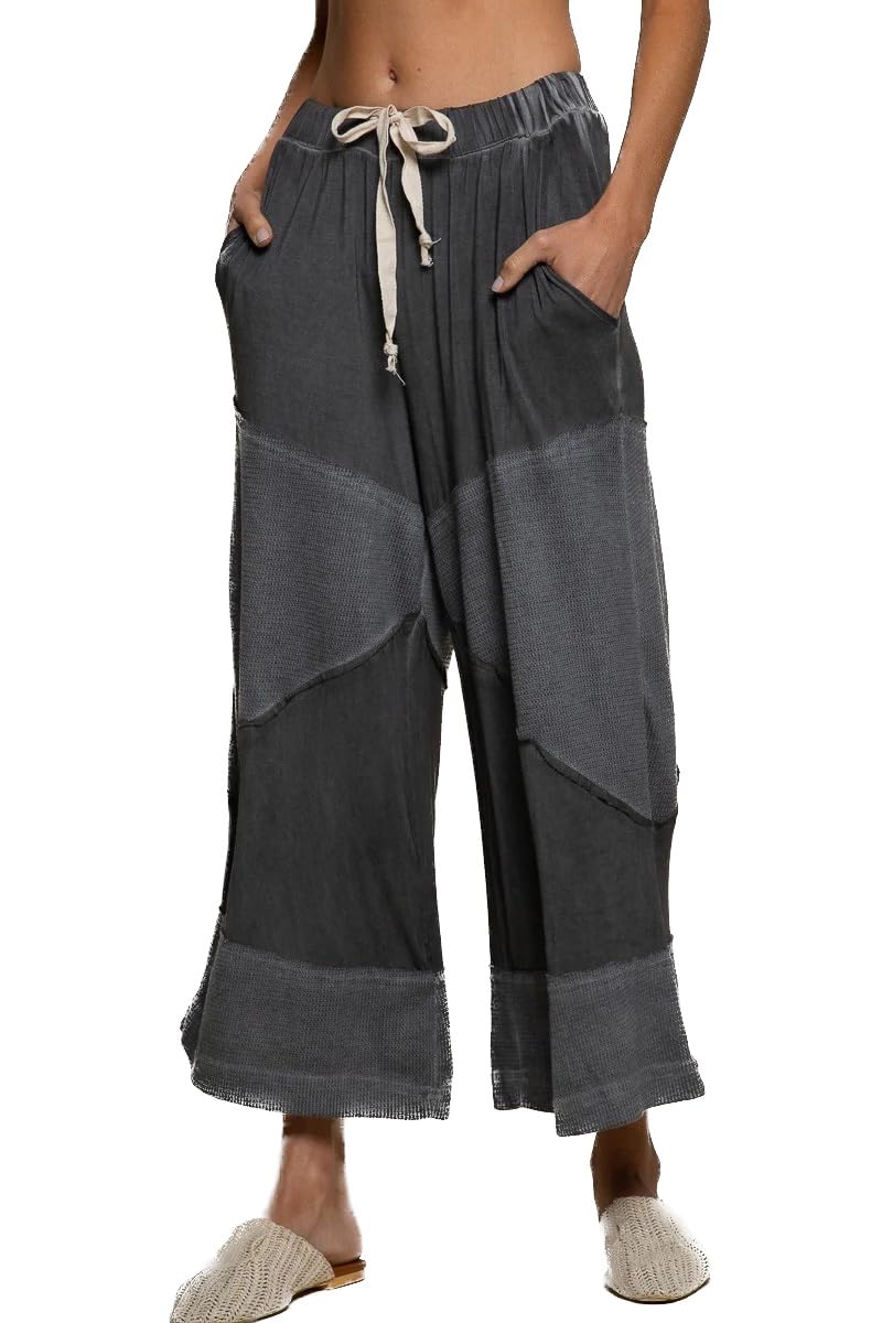 POL Womens Wide Leg Pants Loose Knit Drawstring Waist