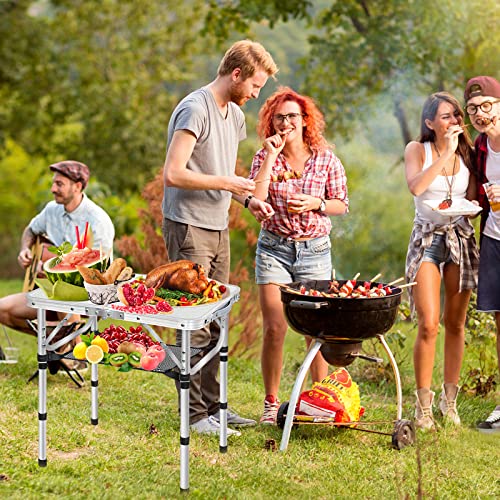 Mycoqu Folding Camping Table, 3 Heights Adjustable Portable Camping Table With Storage, 2Ft Aluminum Picnic Table With Detachable Mesh Layer, For Outdoor Indoor Balcony Camp Picnic Beach Bbq(Small) #TOP1