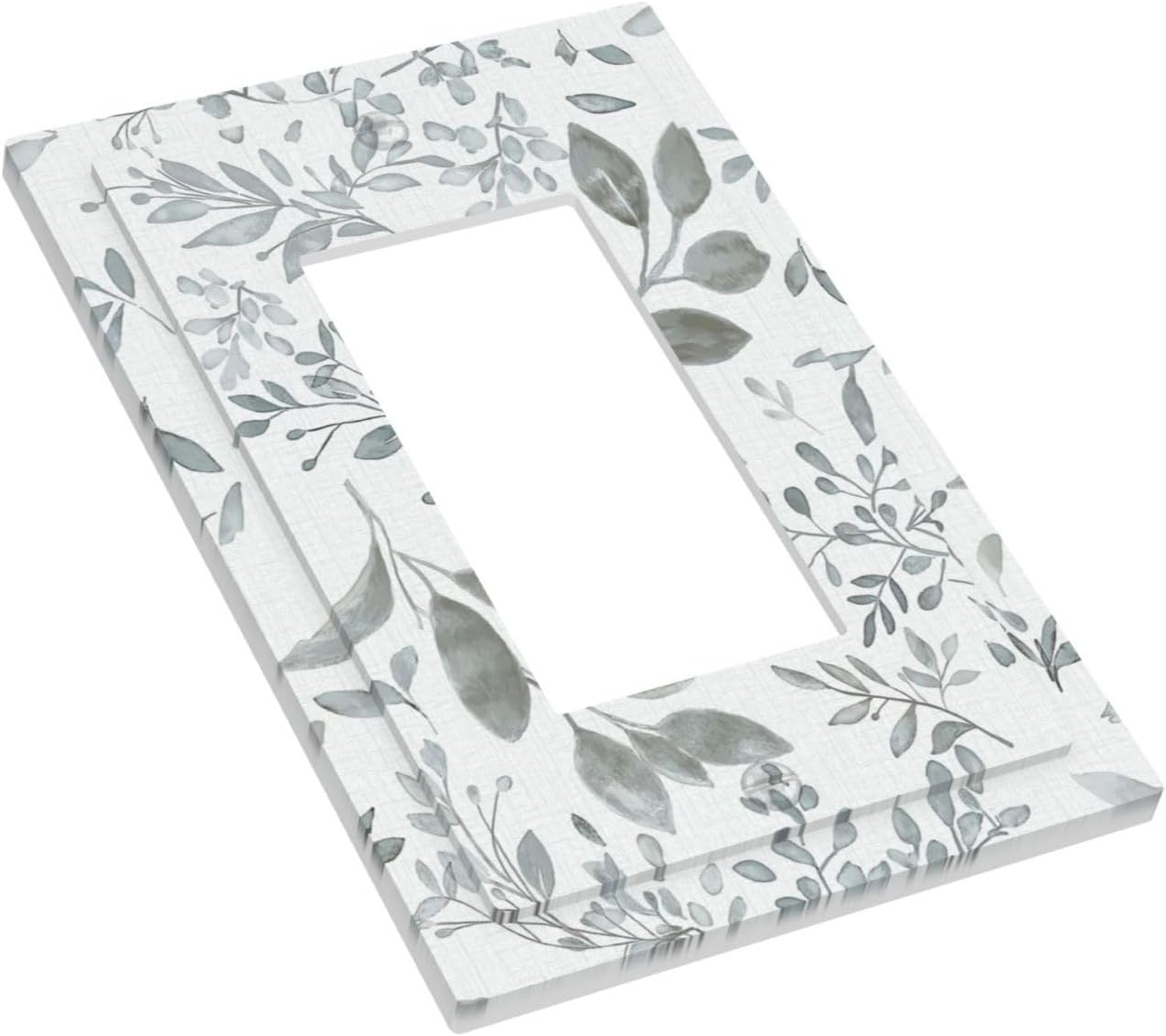 Outlet Covers Boho Grey Floral Vintage Plant Leaves 1 Gang Wall Plate Single Rocker Light Switch Cover Decorative GFCI Receptacle Cover Electrical Switchplate for Bathroom Bedroom Decor image 3