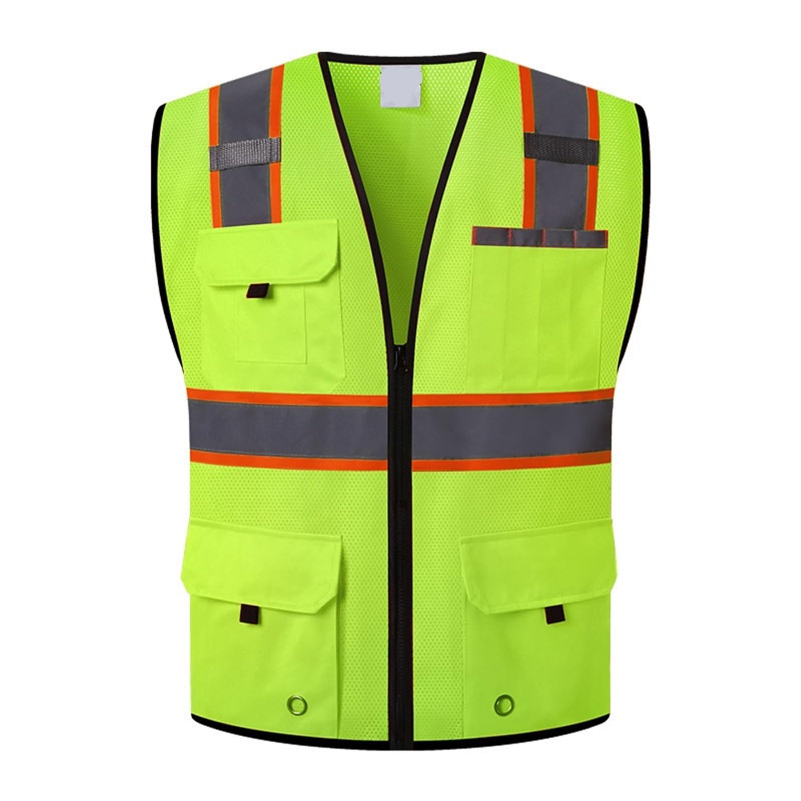 ByNGSDCC Two Tone Mesh Safety Vest High Visibility Reflective Surveyor Jacket Yellow Orange Workwear(Yellow,XXL)