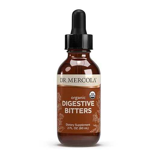 Dr. Mercola Organic Digestive Bitters, 1 Bottle (2 fl oz.), Supports Normal Digestion and Overall Gastrointestinal Health*, Non GMO, Soy Free, Gluten Free, USDA Organic