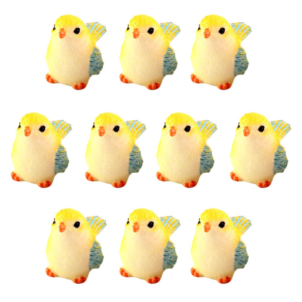 Figurines D'oiseaux En Résine Et Gravier Cristallin - Lot De 10 Pièces, Environ 2,3x4,5 Cm, Décoratives