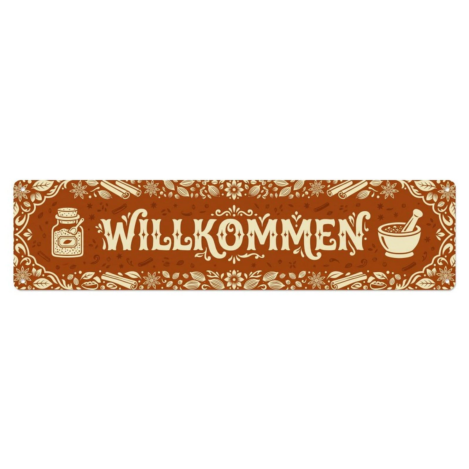 Warm Cinnamon Spice Market Shop Welcome Metal Tin Sign Plaque Wall Decor for Cafe, Club Bar, Office, Home Garden Metal Poster 4x16Inch