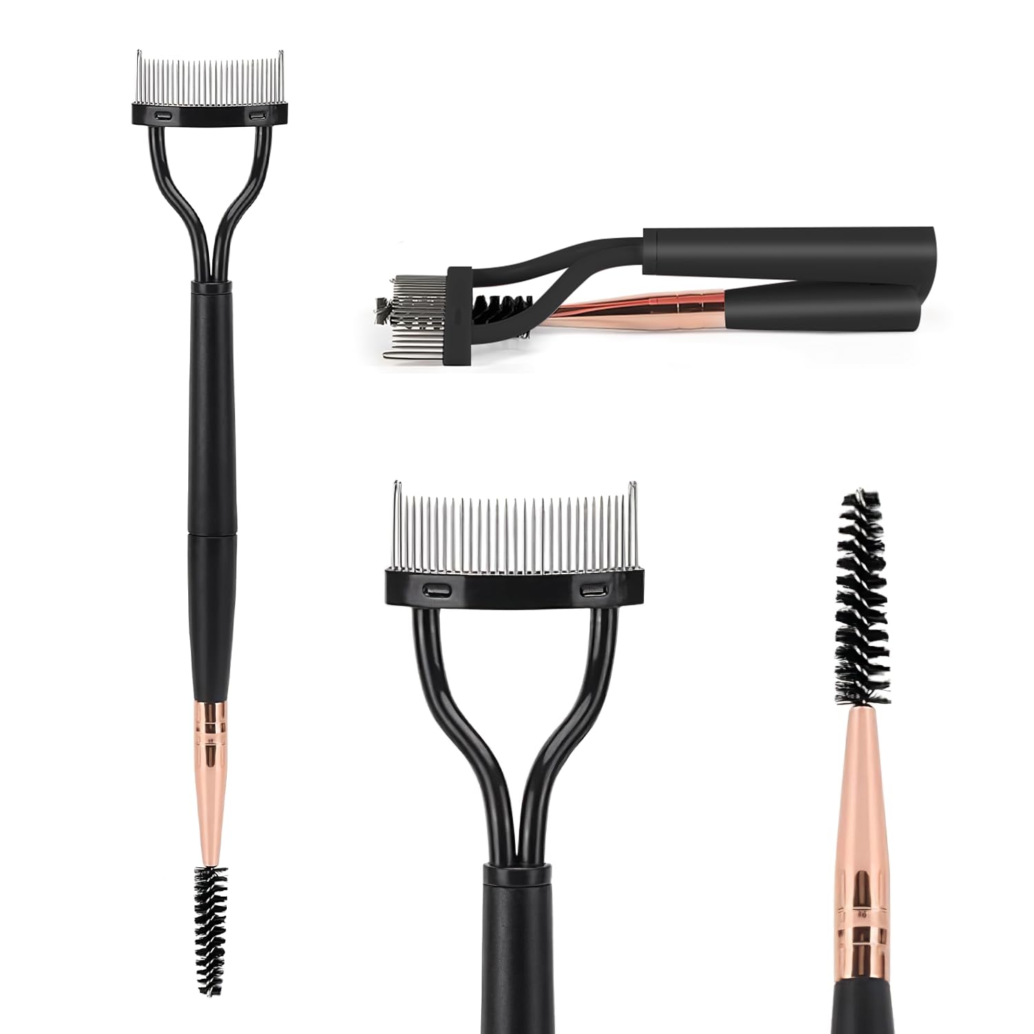 CoolShef Eyelash Brush with Eyebrow Spoolie | Foldable Lash Separator Tool & Arc Eyelash Comb | Dual Head Design for Combing, Defining & Separating Lashes (1Pcs)-picture-46