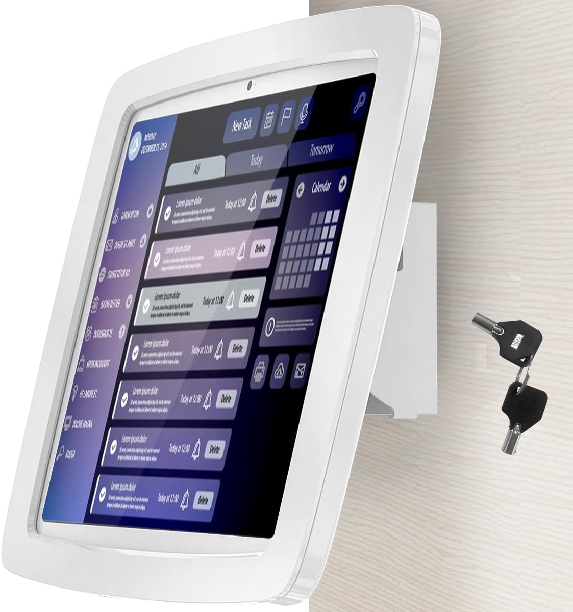 Tablet Wall Mount Lockable Tiltable Anti Theft Security - Compatible with 10.9" iPad 10th, Pro 11" 1 2 3 4, Air 4 5, Air 11''(M2/M3/M4), iPad 11"(A16) - BSW102WA