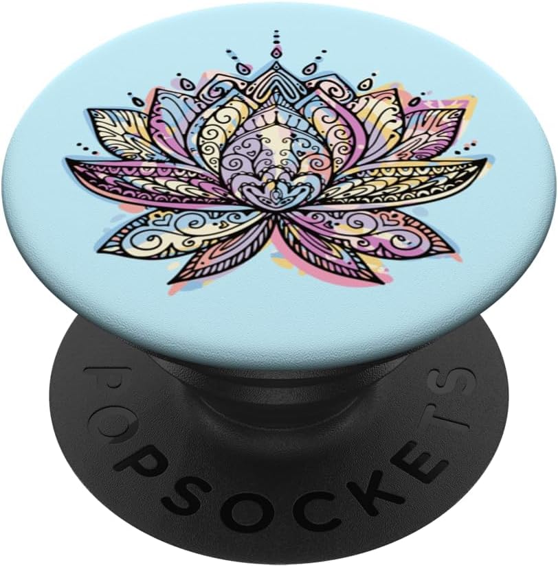 Lotus Mandala Flower Yoga Boho Watercolor Colorful Spiritual PopSockets Adhesive PopGrip
