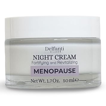 Delfanti-Milano MENOPAUSE NIGHT CREAM for face and neck Retinol and Pytoactives of Red Clover Fortifying and Revitalizing Made in Italy 1.7 oz jar
