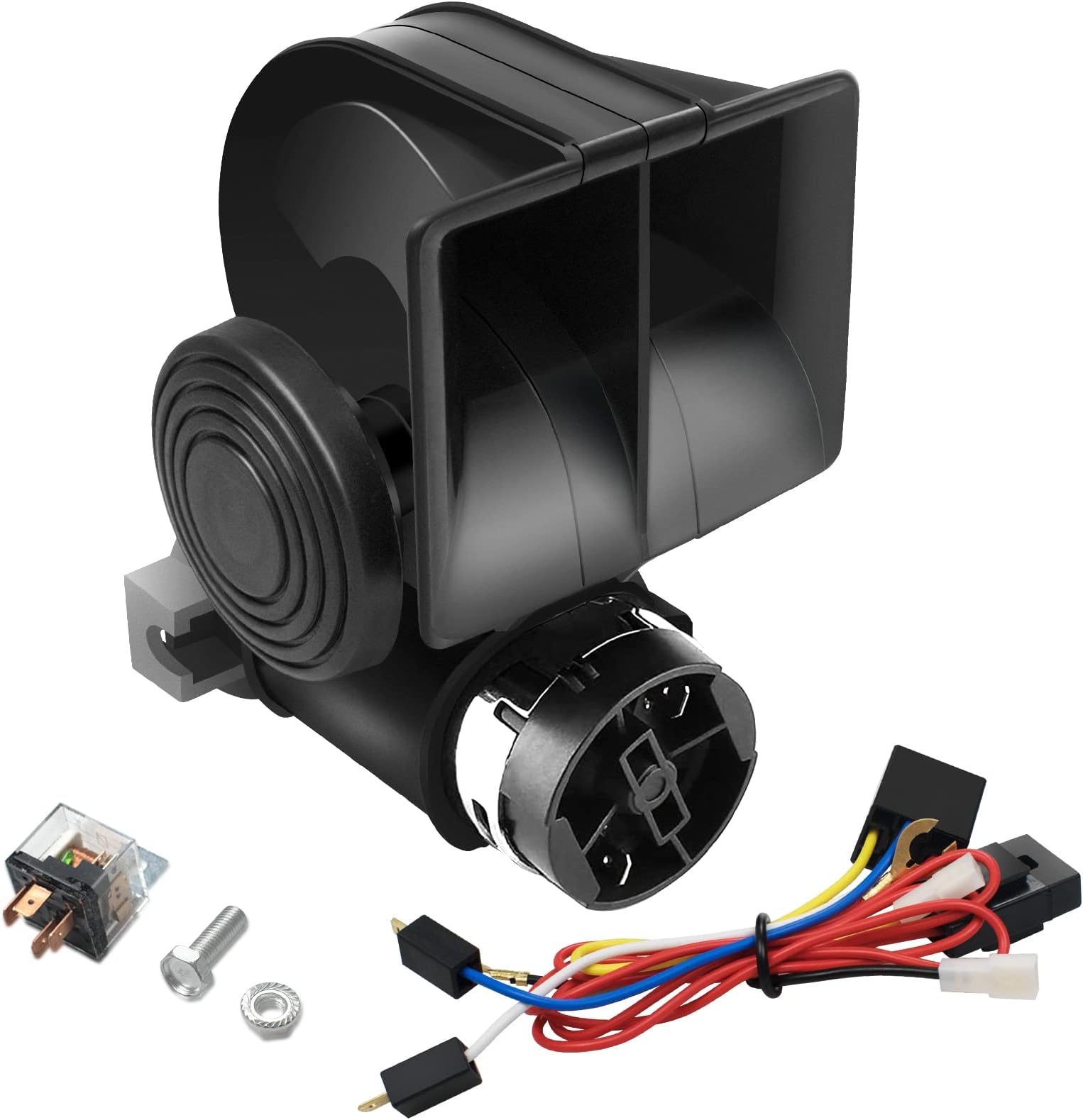 Train Horn Air Horn for Truck, 12V 150db Super Loud Snail Car Horn Kit Electric for Car with Compressor for Any 12V Vehicles Jeeps Trucks Motorcycles Black