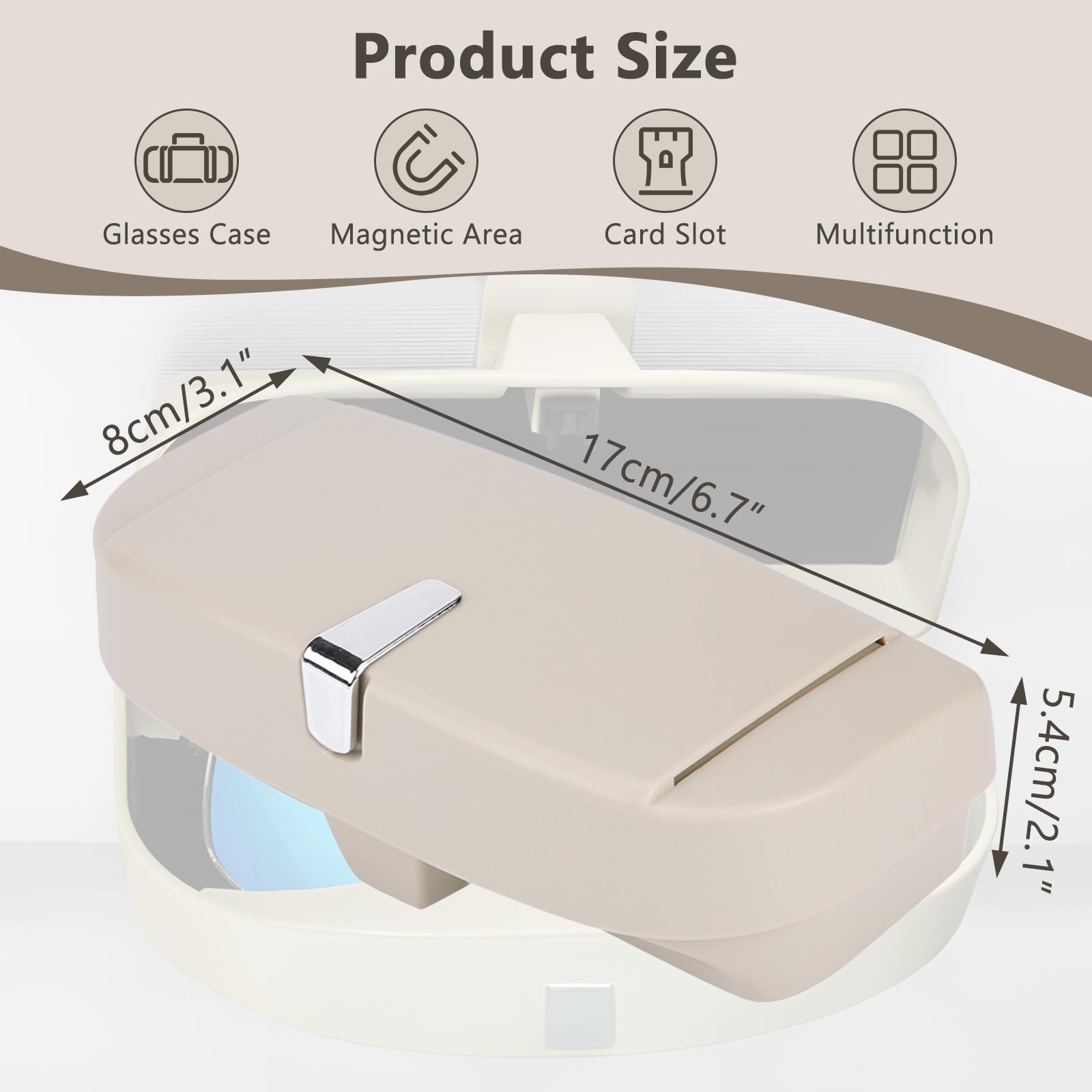 Buachois Porta Occhiali da Sole per Auto,Portaoggetti per Occhiali da Auto in ABS Portaoggetti Portaoggetti Portaoggetti Organizzatore per Occhiali Universitari con Clip per Biglietti da Visita(beige)