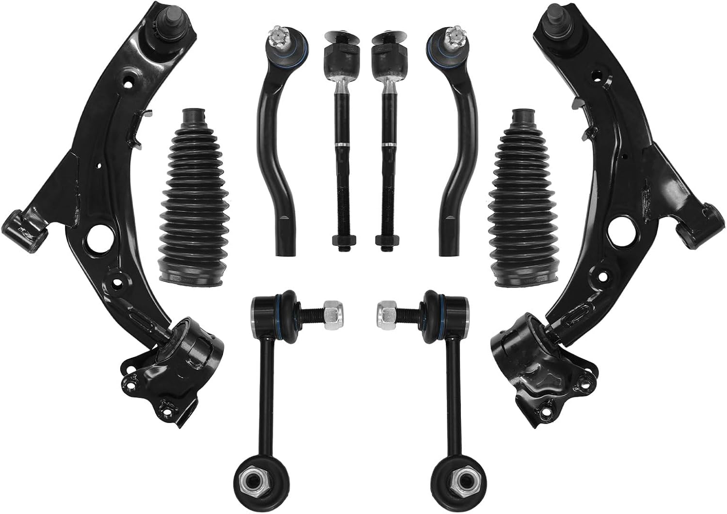 10pcs Front Lower Control Arms With Ball Joint Sway Bar Tie Rod Link Suspension Kit Compatible with 2007-2012 MAZDA CX-7