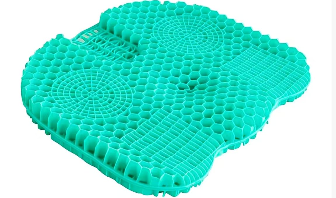 masteymoh Silicone Gel Seat Cushion for Sitting Fatigue Relief, Honeycomb Gel Seat Cushion for Back Coccyx Pain & Pressure Relief, Cooling Honeycomb Pillow for Chairs (Blue (46 x 37 x 5 cm))