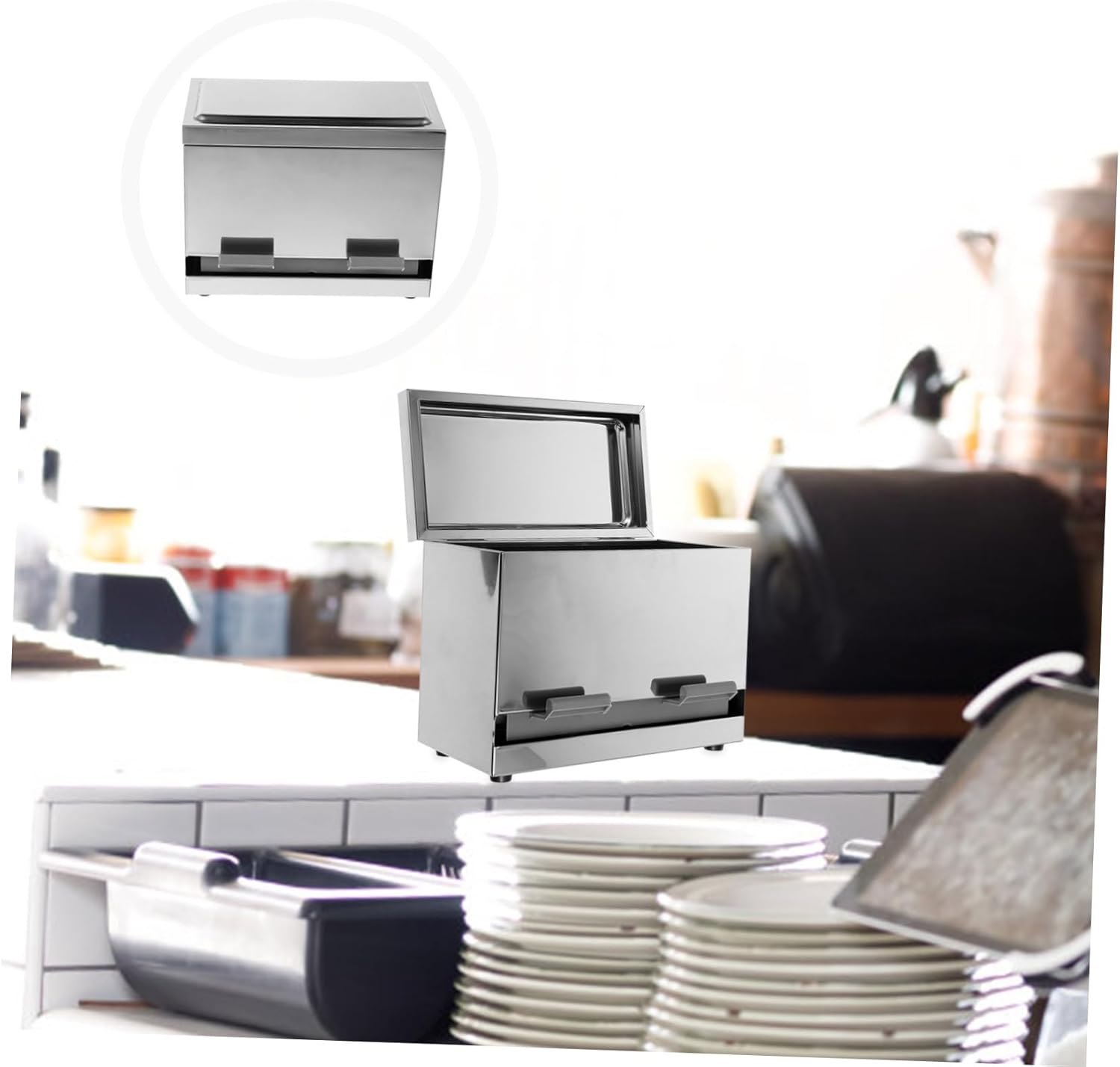 Chopstick Storage Box Straw Dispenser Automatic Press Stainless Steel Multi-functional Milk Tea Shop Restaurant