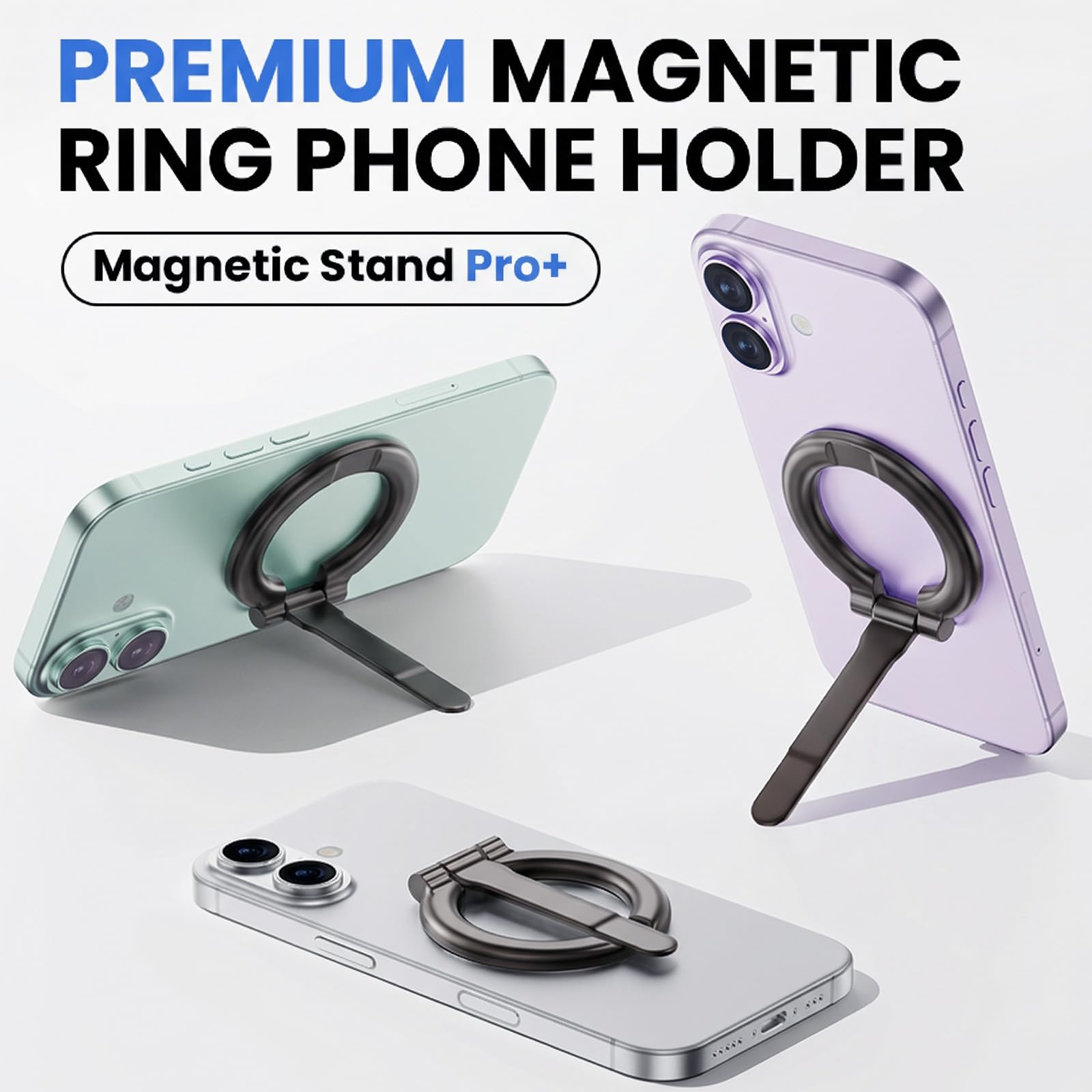Soporte magnético para teléfono MagSafe, soporte plegable ajustable con imán fuerte, soporte de escritorio de metal, soporte magnético para herramientas con clip para cinturón, soporte de teléfono