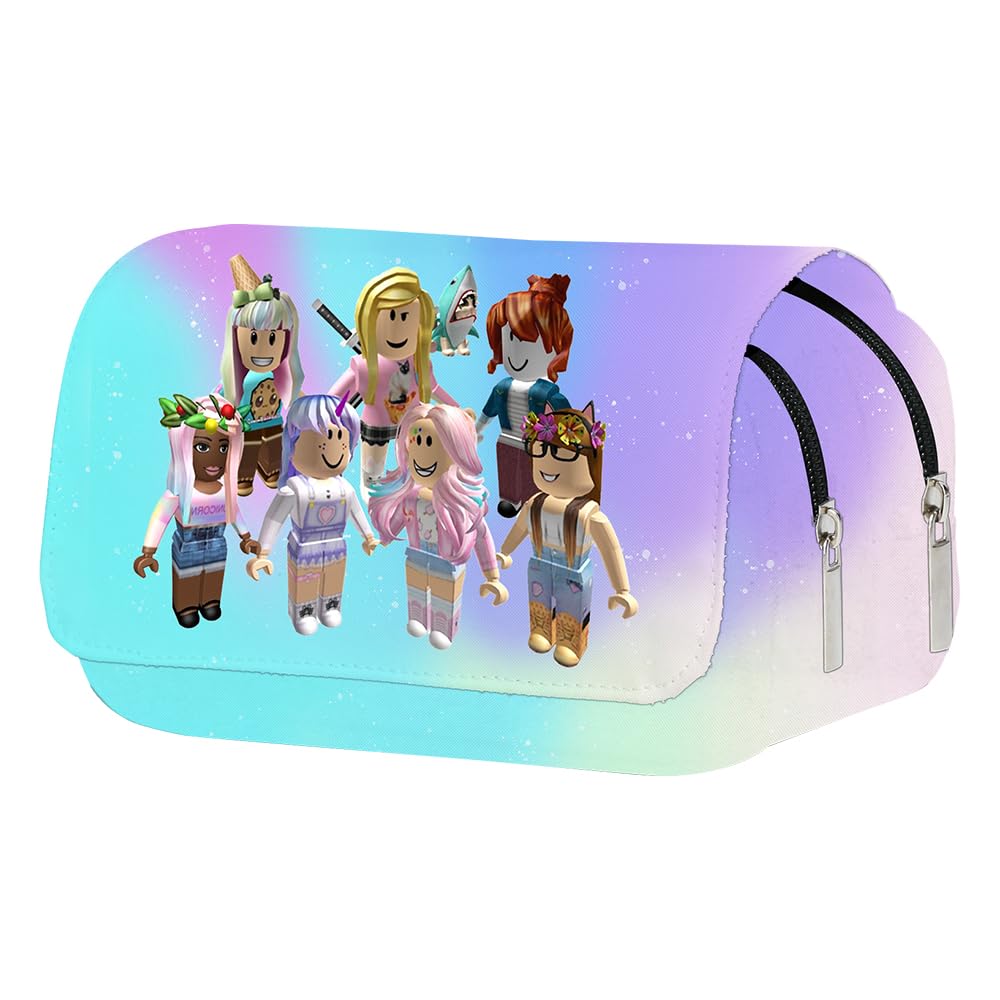 FISAPBXC Robllox Lápiz Bolsa, Robllox 3D Estuche Anime Portalapices Gran Capacidad Lápiz Papelería Estuche con Doble Cremallera para Niños y niñas Escuela Oficina Material, Regalos de papelería