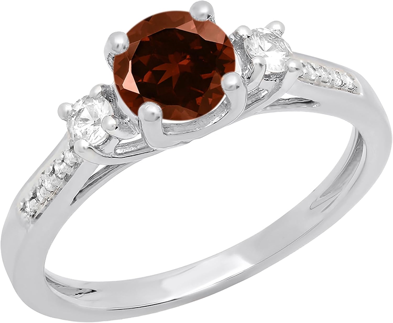 Dazzlingrock Collection 18K 5 MM Round Gemstone & Diamond Ladies 3 Stone Engagement Ring, White Gold
