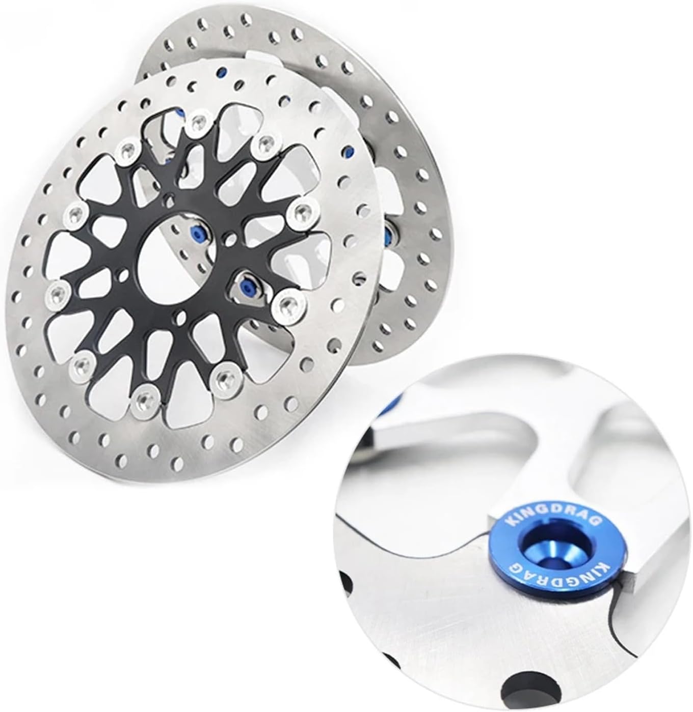 Compatible with Off-Road Motorcycle Street Bike Scooter Motorcycle Floating Disc Brake Rotor Universal CNC 4 Hole Caliper Disc Brake Pad 267mm*58mm(Black)
