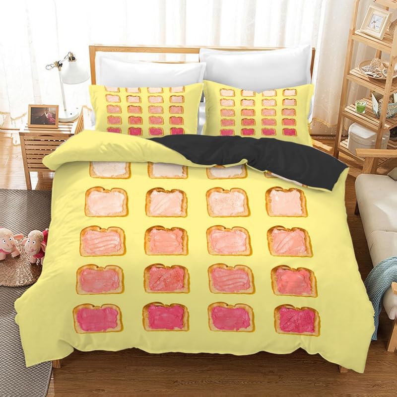 Housse de Couette 220x240 Nourriture Jaune avec 2 Taies d'Oreiller