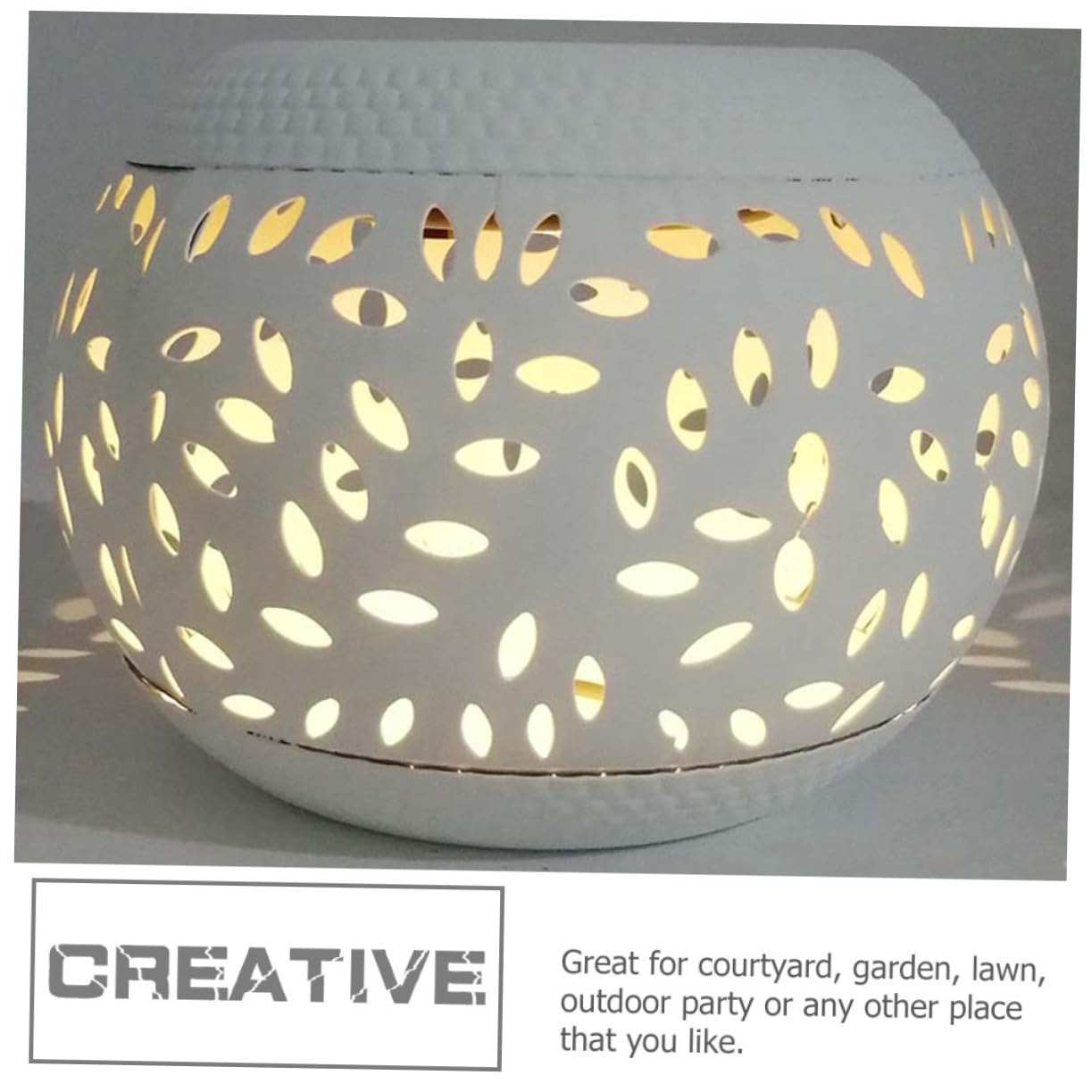 BESPORTBLE Lámpara Solar Diseño Hueco Original de Hierro Blanco para Exteriores Luz Decorativa Energía Solar para Jardín y Espacio al Aire Libre