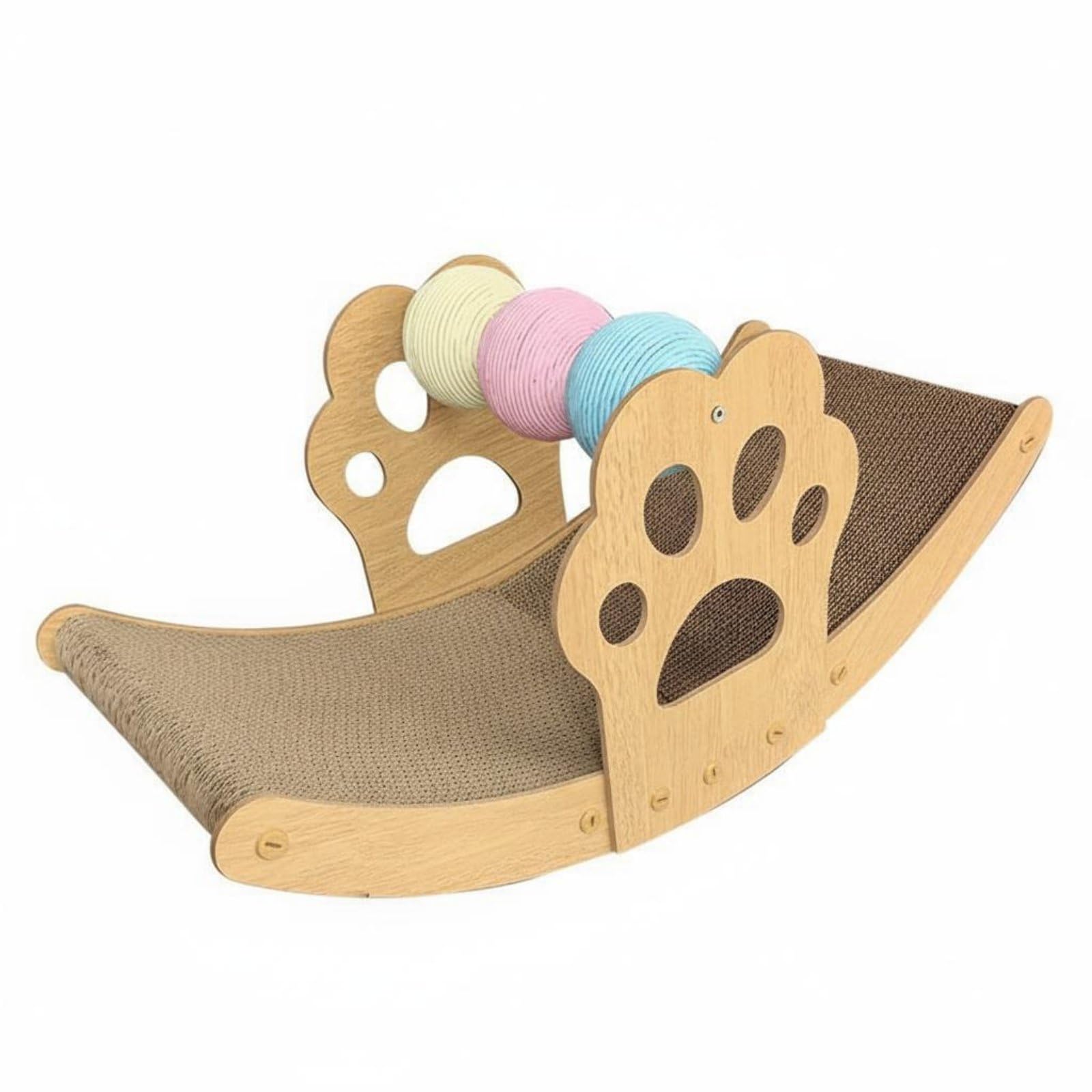 Kratzbaum Katzen Kratzbrett Kratzliege Kratzmöbel mit Kratzoberfläche Und Beruhigender Schaukelbewegung aus Wellpappe für Pflege der Krallen für, Bunter Ball