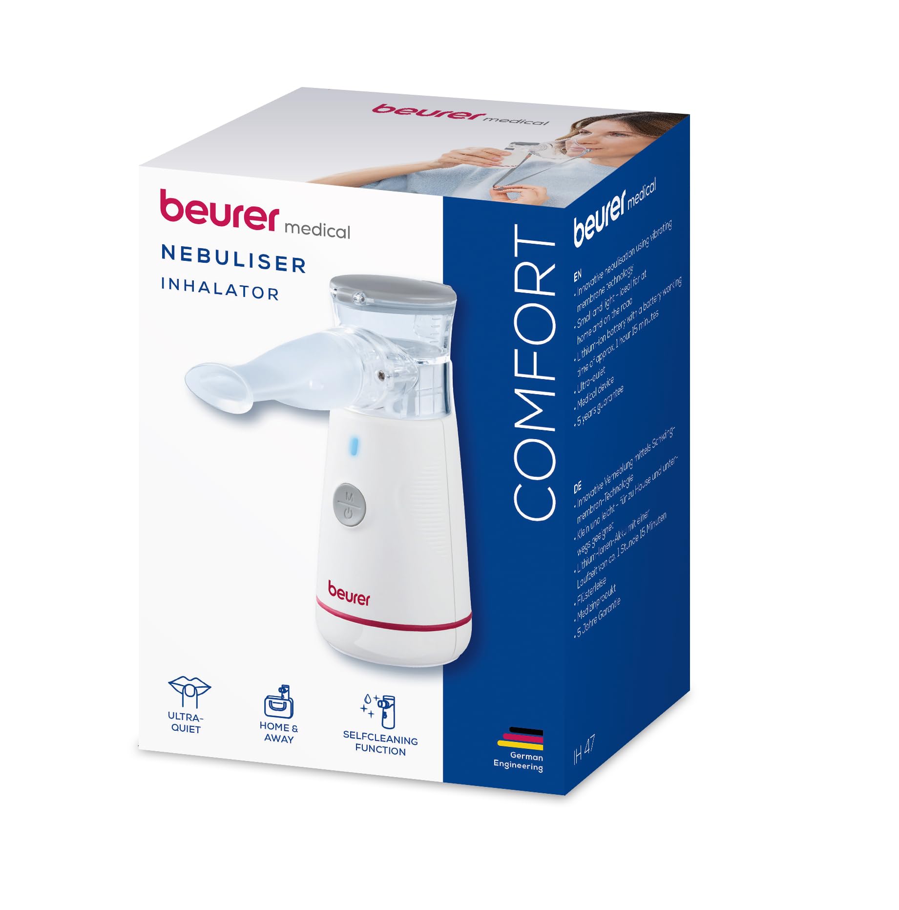 Beurer Inhalador IH47 - Diseño compacto, carga USB-C, funcionamiento silencioso, 2 modos de dispersión