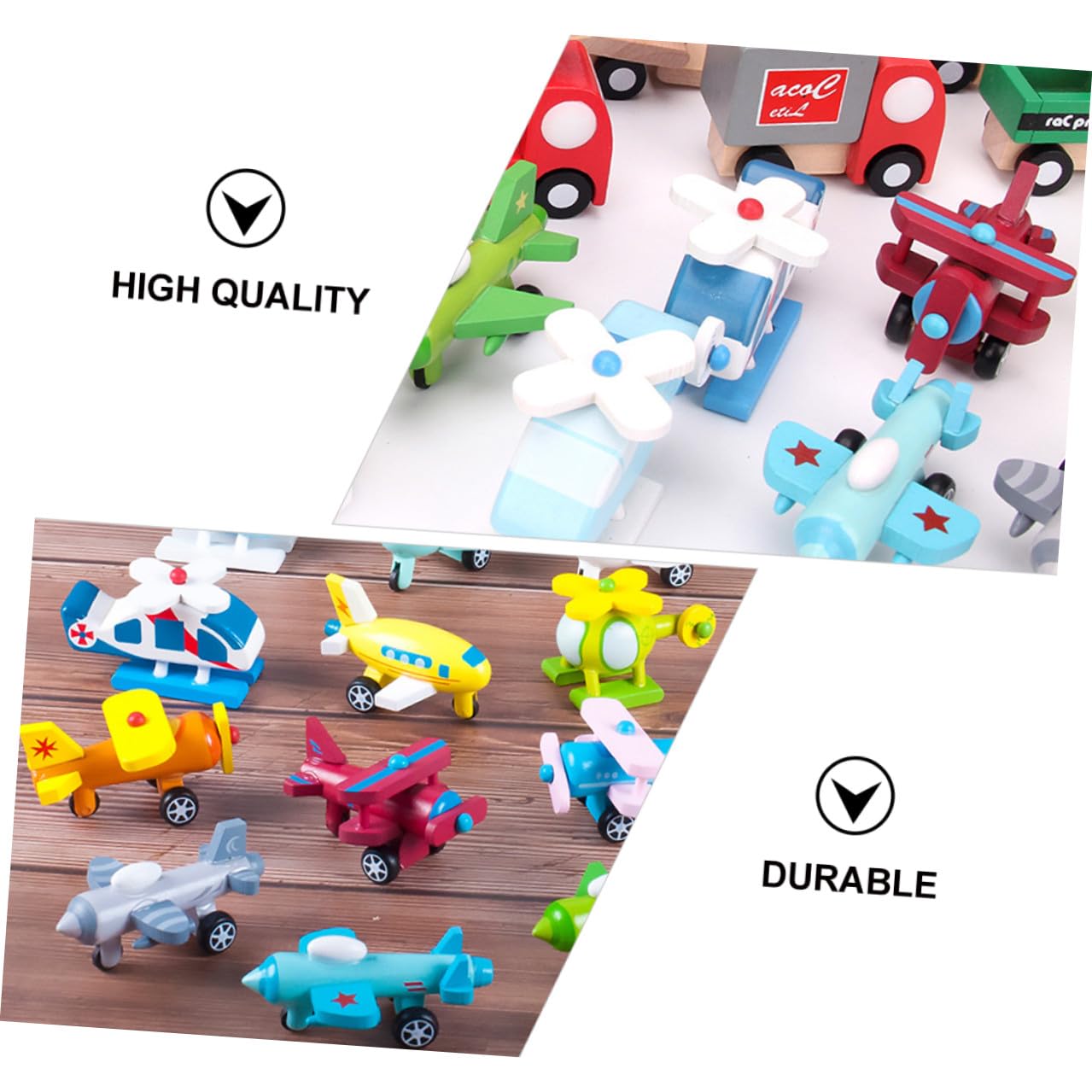 TOYANDONA Set 12 Mini Aerei Giocattolo in Legno, Giocattolo Educativo per Prima Infanzia Colori Vivi, Sicuro e Naturale, per Giochi e Decorazione Scrivania