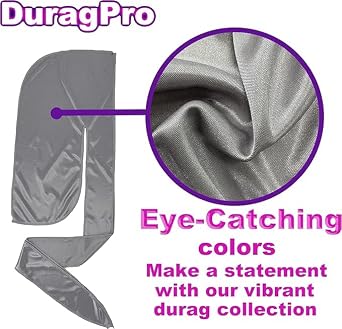 1 Pack Grey Silky Satin Durag Bundle 4 Pack Black Silk Durag