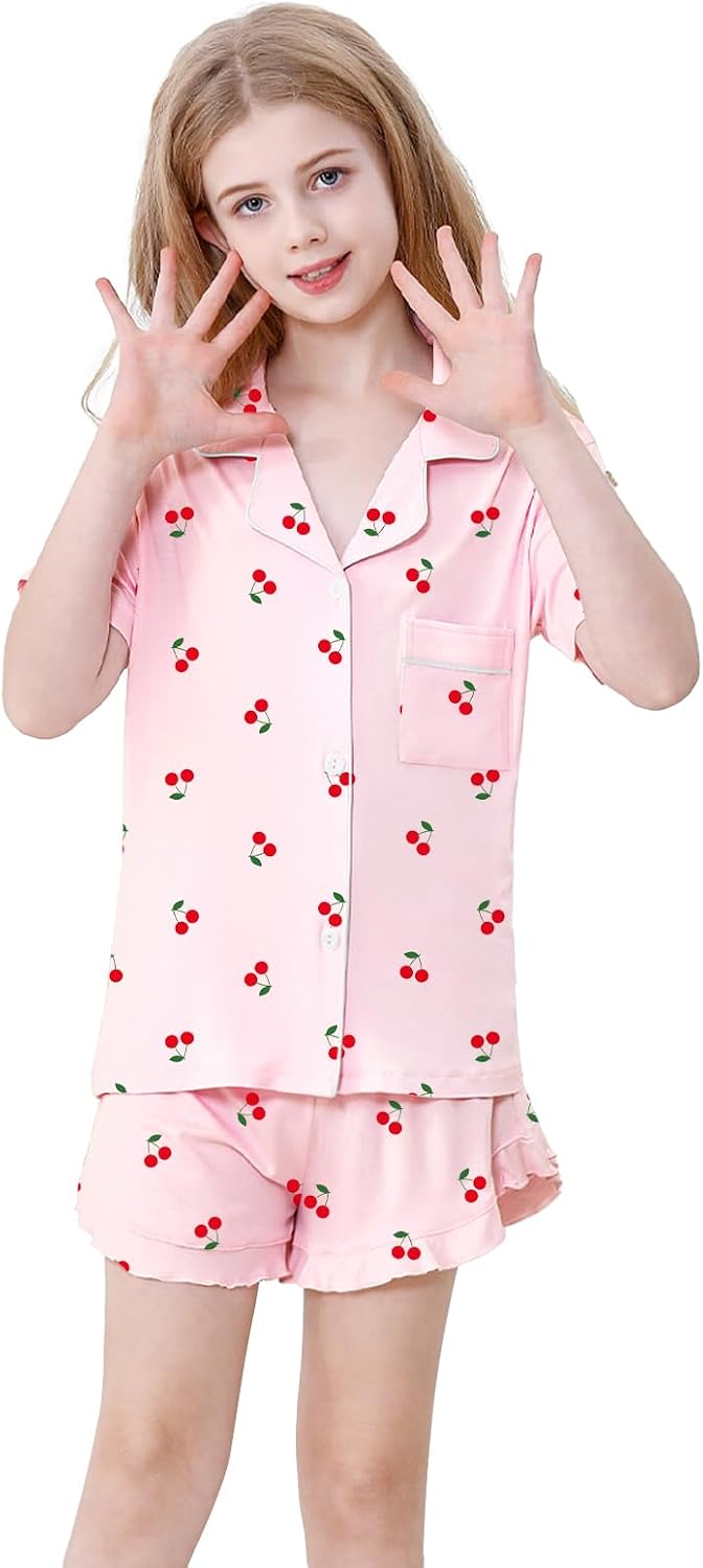 Schbbbta Girls Pajamas Set 2 Piece Button Down Pjs Soft Ruffle Sleepwear Loungewear image 3