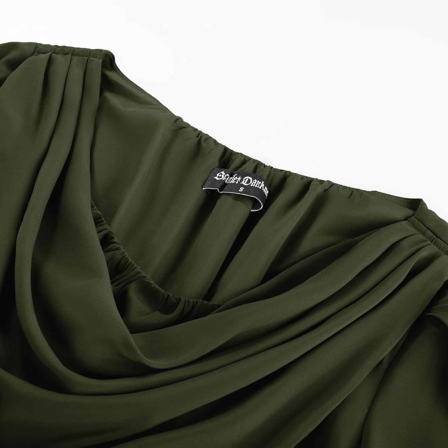 Scarlet Darkness Women Renaissance Dress Split Bell Sleeve Cowl Neck Peasant Medieval Dress - Image 7