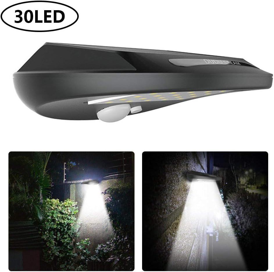 Solar Lights Outdoor, 30 LED Bright Solar Powered Security Light with Motion Sensor, 120 Degree Wide Angle Sensor, Wireless Waterproof Garden Wall Lights for Patio, Deck, Pathway, Driveway, Walkway