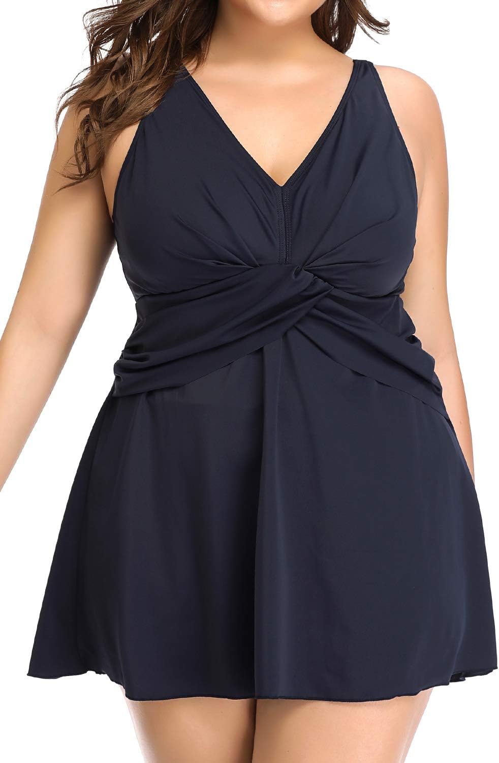 PERONA Women's Plus Size Swimsuits Shaping Body One Piece Swim Dresses Print Swimwear