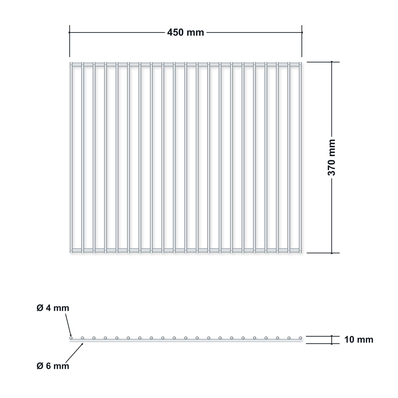 Ruszt grillowy ze stali nierdzewnej 45 × 37 cm