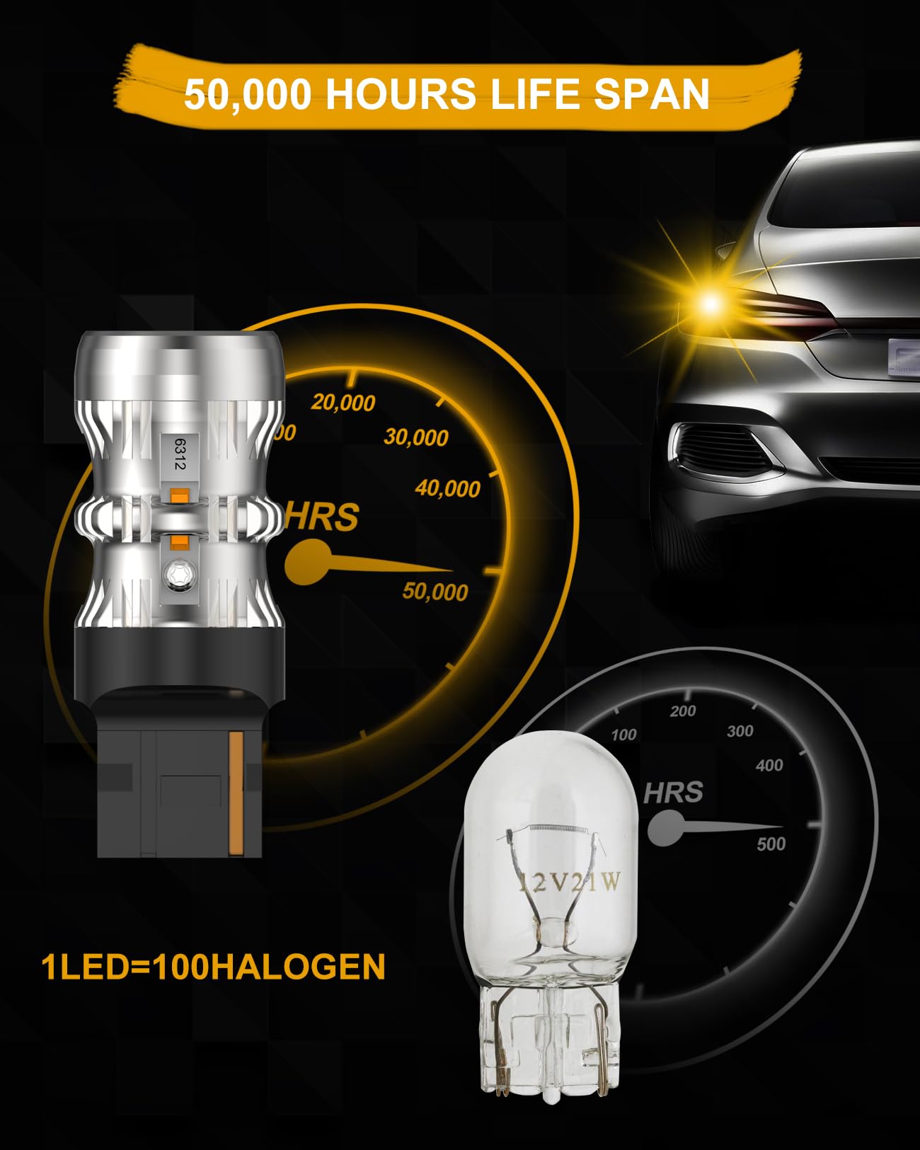 T20 Żarówka LED CANBUS Bezbłędna W21W WY21W 7440 992 Anti-Hyper Flash 1860 4SMD 12V Zamiennik do samochodowych kierunkowskazów LED przednich i tylnych Żółty Bursztynowy 2 szt