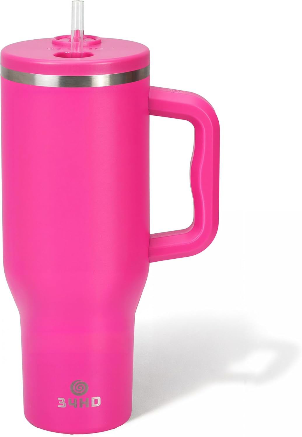 34HD 40 oz Stainless Steel Tumbler - Leakproof Insulated Water Bottle with Handle, Magnetic Lid and Flexible Straw - 48 Hours Iced – Perfect for Men, Women, Birthday Present, Pink - Hot Pink