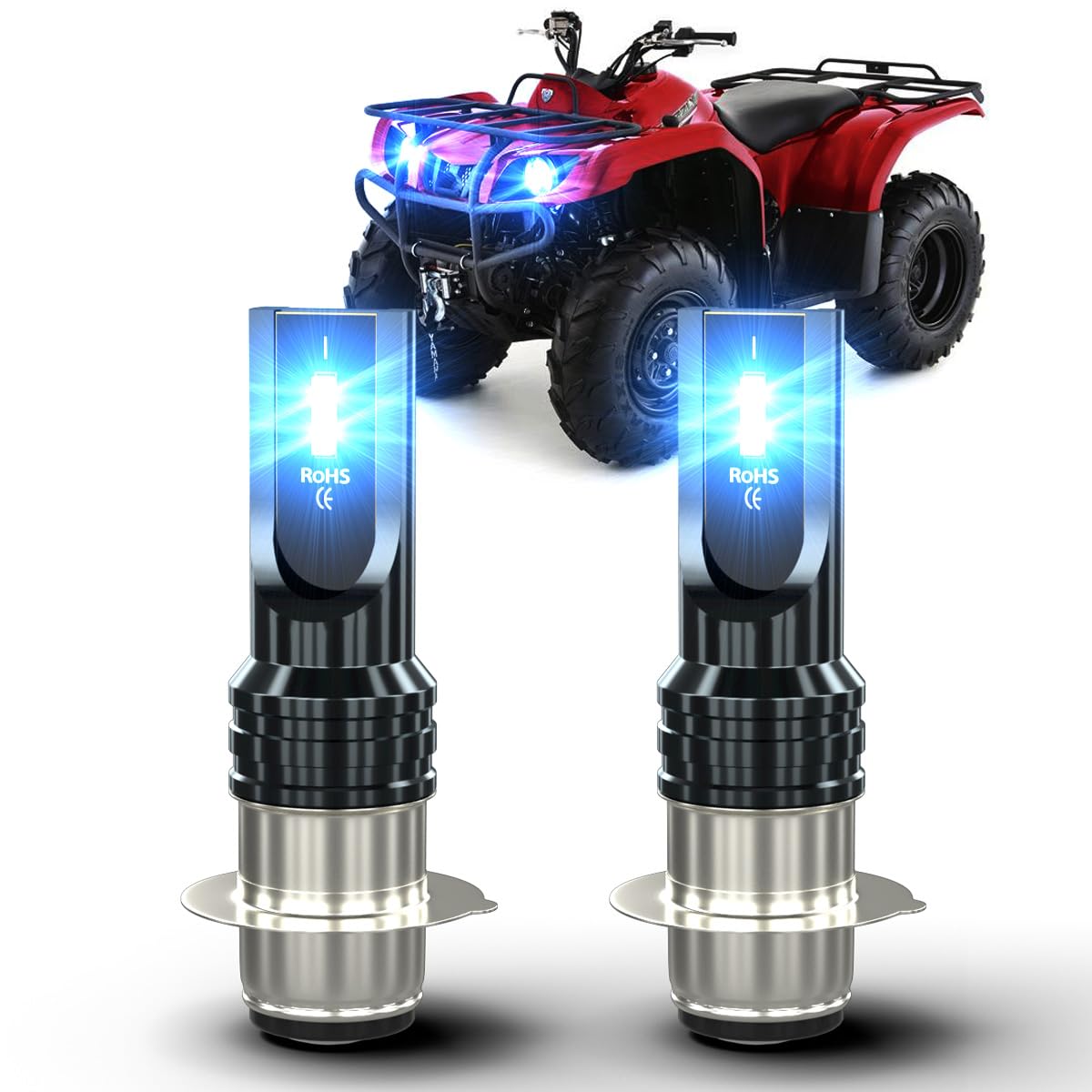 TJJTGBR P15D H6M LED bulbs Motorcycle Bulbs 8000K Ice Blue, Super Bright LED Light Bulbs compatible with Yamaha ATVS YFM350 400 450 660 700 Raptor(Pack of 2)