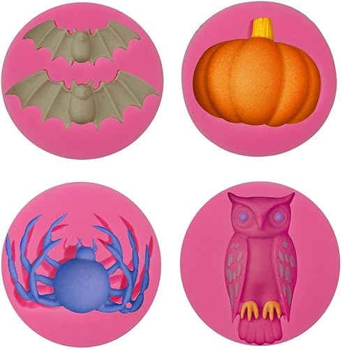 Miniatura 3 de Juego de 6 moldes de fondant para pastel de Halloween, herramientas de decoración de cupcakes de fiesta de Halloween, molde de silicona para