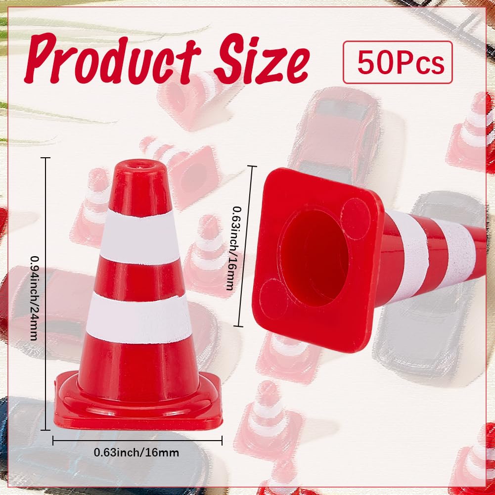 50 cono de Tráfico En Miniatura Mini Señales de Tráfico de Plástico ABS Rojo Pequeño Obstáculo de Seguridad Callejera Modelos de Carretera Figuras Barricadas para Micropaisaje Entrenamiento C