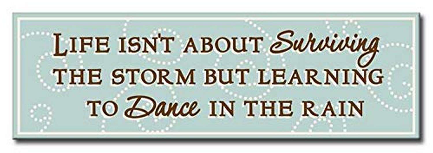 My Word! Life Isn't About Surviving The Storm But Learning to Dance in The Rain Decorative Home Décor Wooden Signs, Light Blue