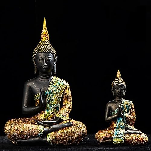 Estatua de Buda, estatua de Buda, gran escultura de Buda de Tailandia, resina verde hecha a mano, figura hindú Fengshui, meditación para decoración