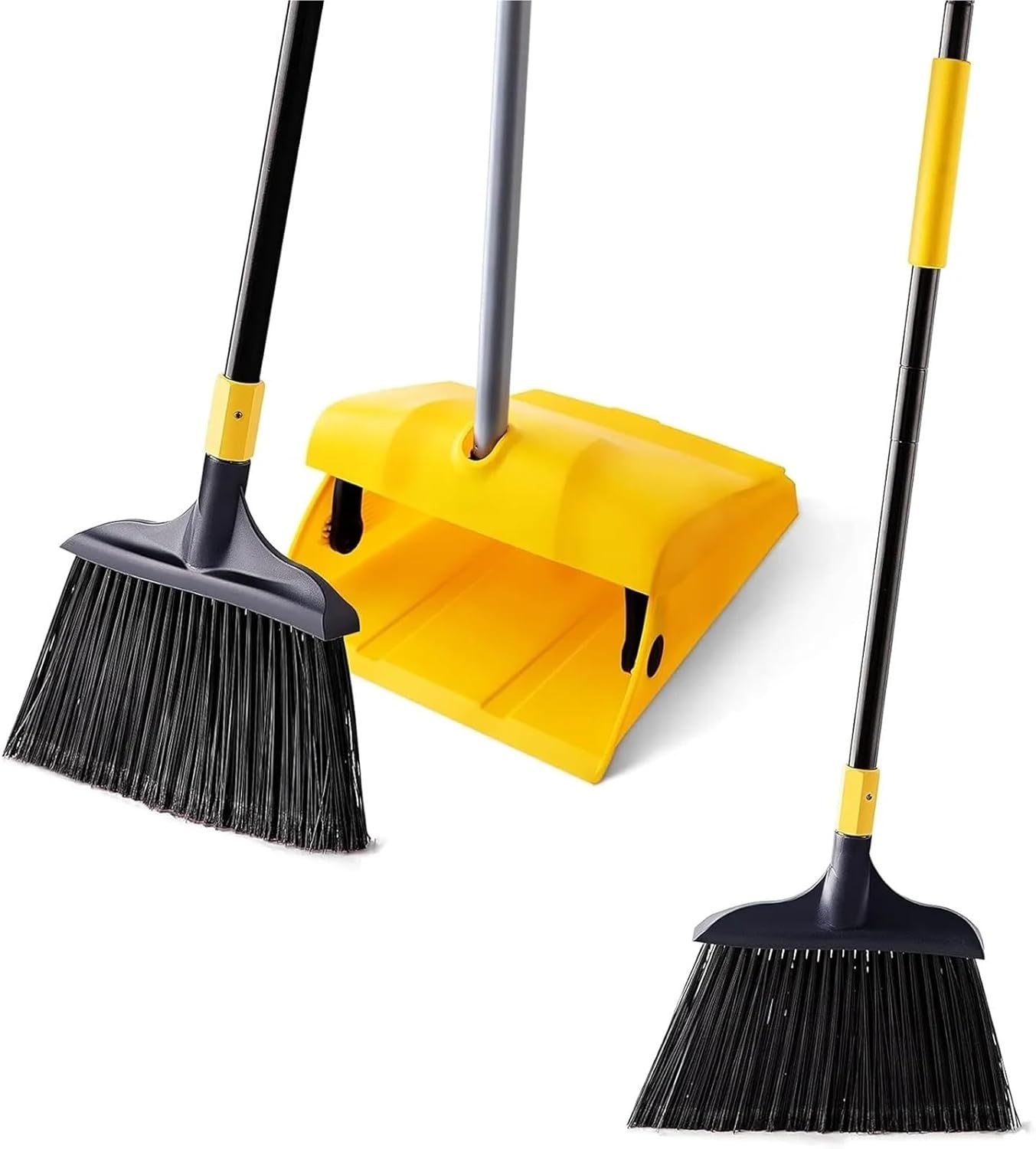 Commercial Broom and Dustpan Set with Windproof Cover Outdoor Indoor 2 Plus 1 for Courtyard Garage Lobby Mall for Home Kitchen Shop