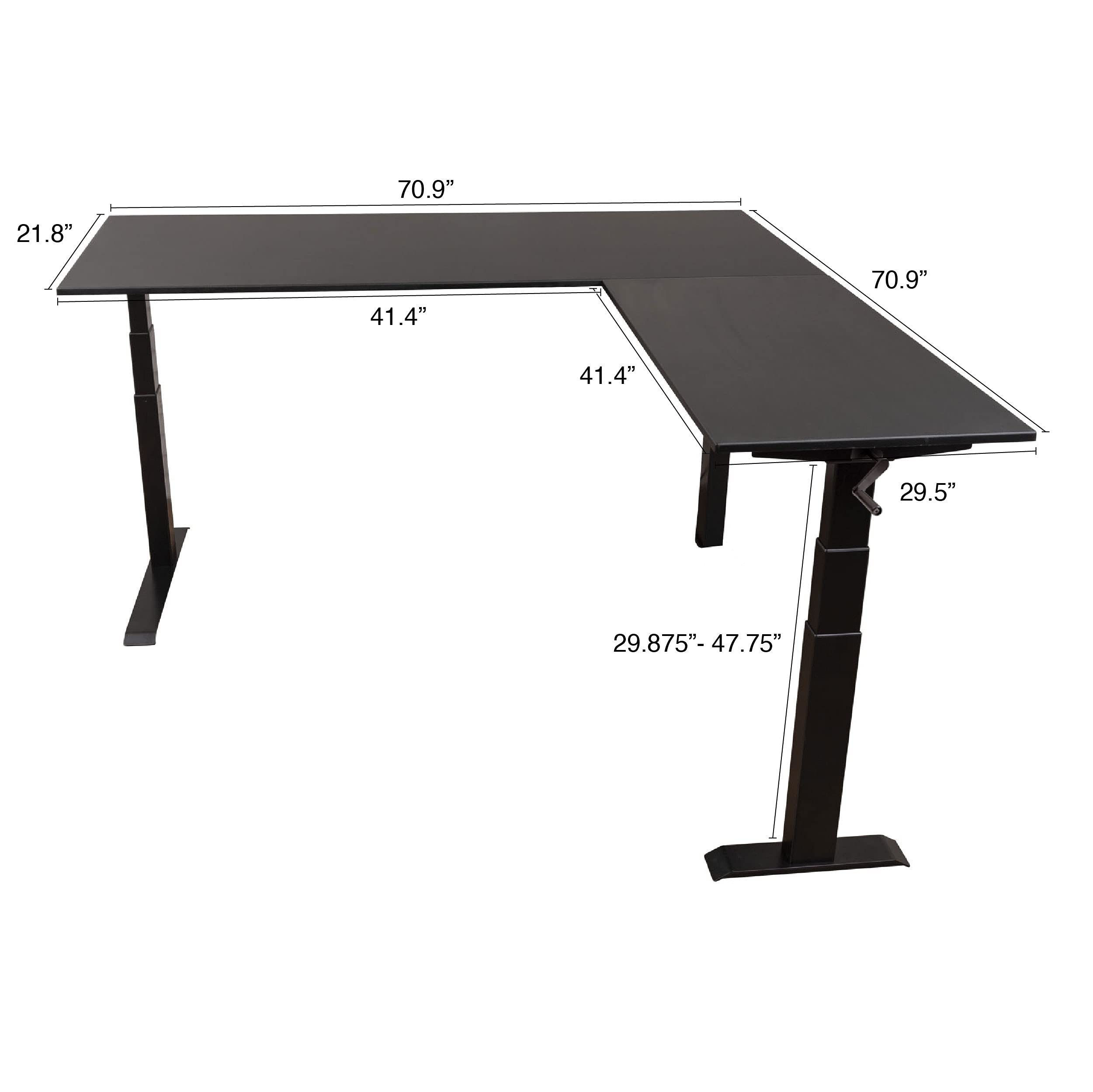 Stand Up Desk Store Crank Adjustable Height LShaped Standing Desk with