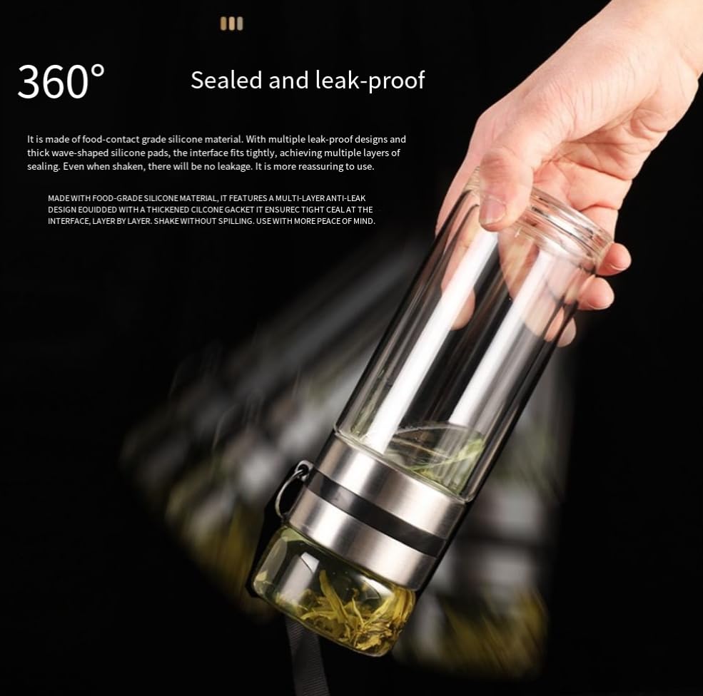 Image of NYRWANA Borosilicate Glass Travel Mug with Glass Lid | 300ml Heat-Resistant Tea & Coffee Mug | Microwave & Dishwasher Safe | Transparent Glass Cup for Home, Office, Camping & Travel
