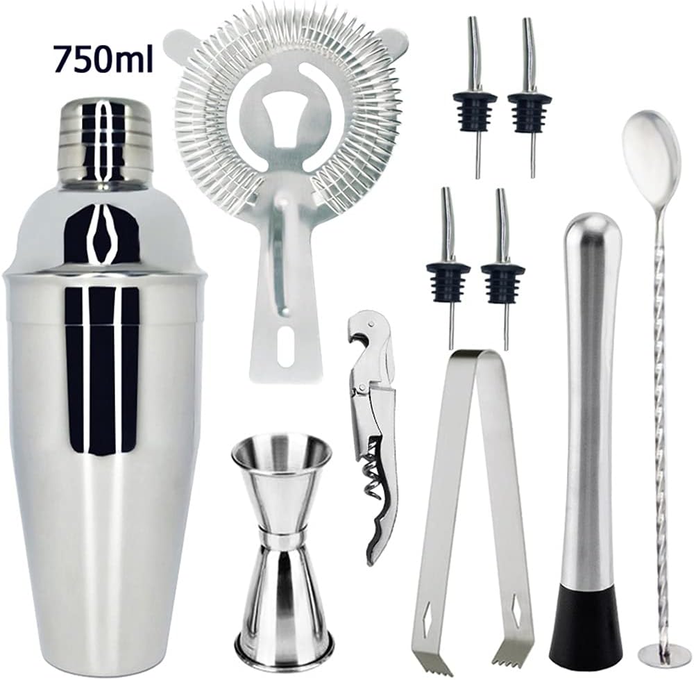 Bartender Kit with Stand Bar Set Cocktail Shaker for Drink Mixing - Tools Best for Beginners