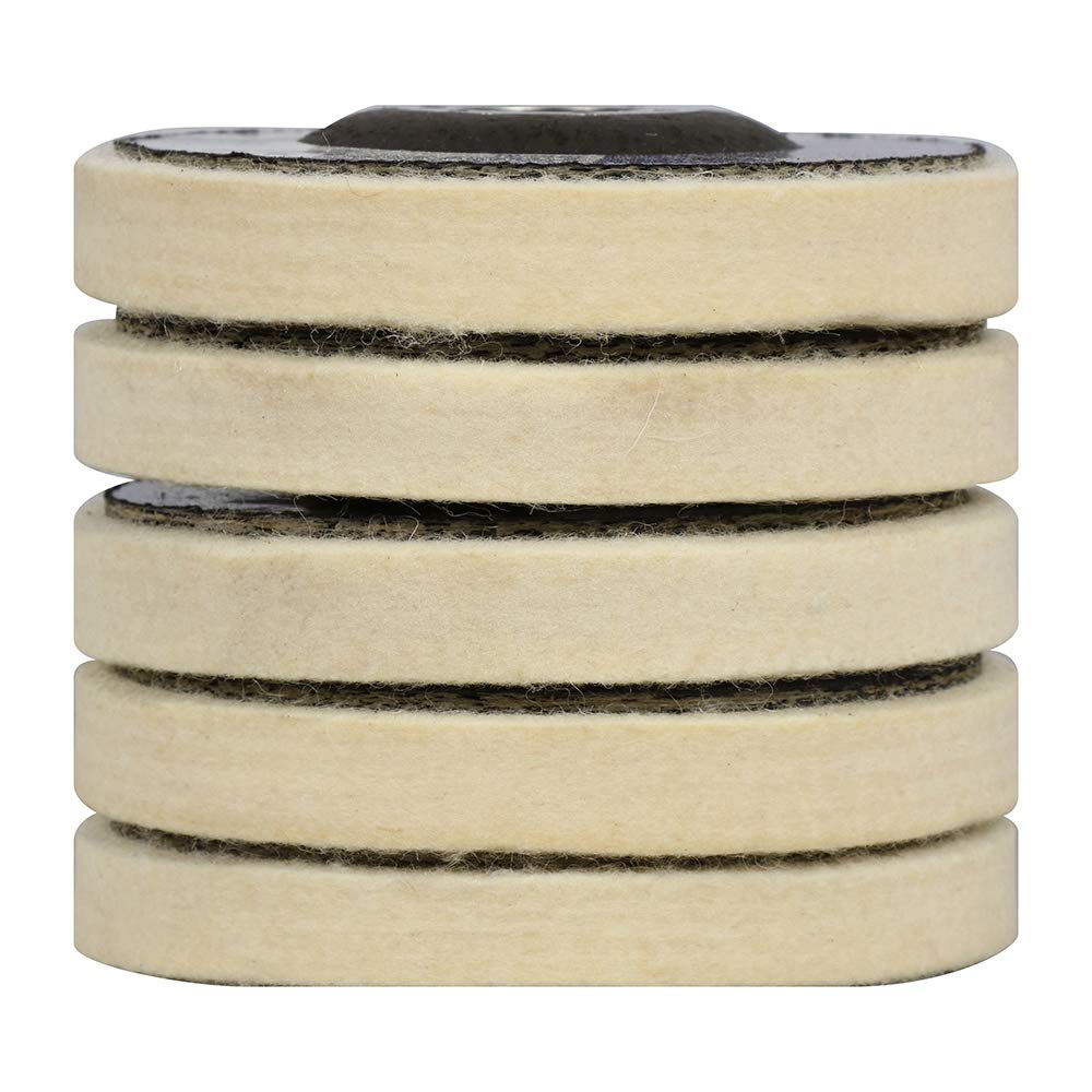 BHA Polish Plus - Disco plano de fieltro extra grueso para pulir y pulir, 4,5 x 7/8 pulgadas, 5 unidades